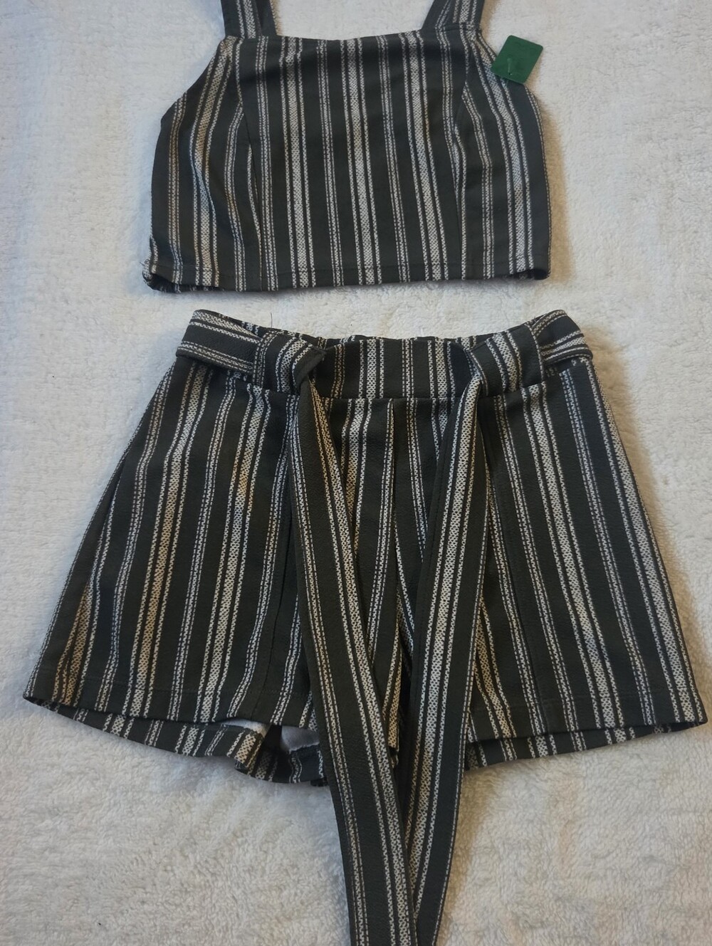 Two-Piece Crop Top and High-Waist Shorts Outfit